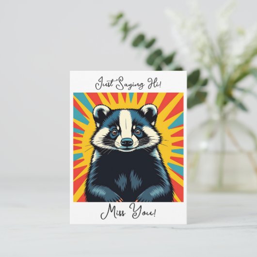 Just Sprichwort Hi | Niedlich Badger Postkarte (Stehend Vorderseite)