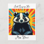 Just Sprichwort Hi | Niedlich Badger Postkarte (Vorderseite)