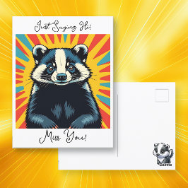 Just Sprichwort Hi | Niedlich Badger Postkarte