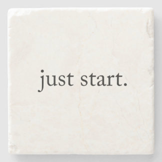 Just Start Inspirational Quote Marble Coaster  Steinuntersetzer