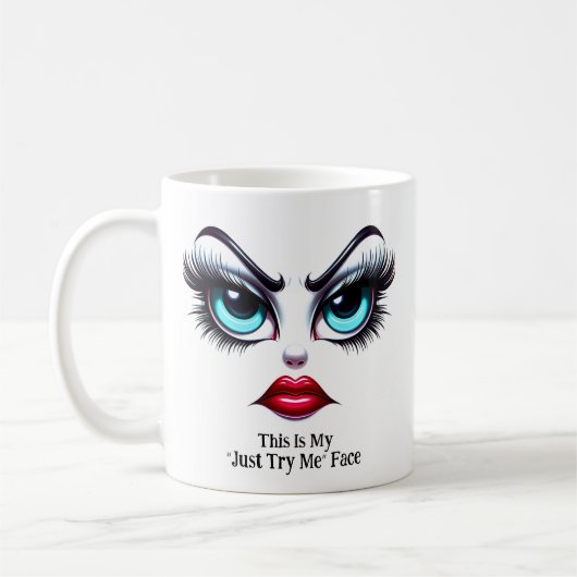 Just Try Me Face, Fabulous Eyes Funny Face Kaffeetasse (Links)