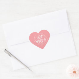 JUST VERHEIRATET Verzierte Kalligrafie Herz-Aufkleber