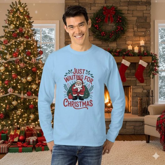 Just Waiting for Christmas Santa Men’s Tshirt