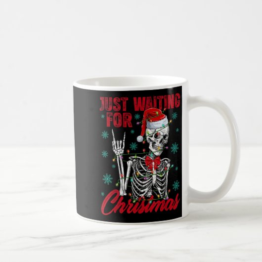 Just Waiting For Christmas Skeleton Rock Hand Sign Kaffeetasse (Rechts)