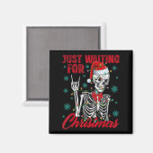 Just Waiting For Christmas Skeleton Rock Hand Sign Magnet (Vorderseite/Rückseite)