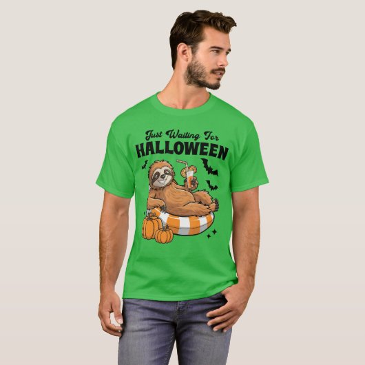 Just Waiting For Halloween Cute Lazy Sloth Hallowe T-Shirt (Vorne ganz)