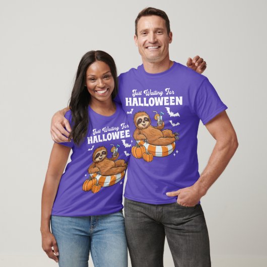 Just Waiting For Halloween Cute Lazy Sloth Hallowe T-Shirt (Unisex)