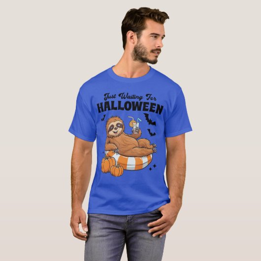 Just Waiting For Halloween Cute Lazy Sloth Hallowe T-Shirt (Vorne ganz)