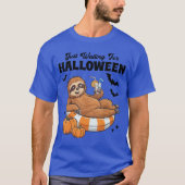 Just Waiting For Halloween Cute Lazy Sloth Hallowe T-Shirt (Vorderseite)