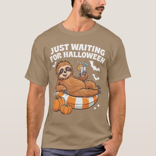 Just Waiting For Halloween Cute Lazy Sloth Hallowe T-Shirt (Vorderseite)