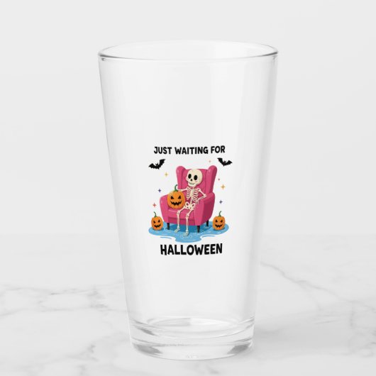 Just Waiting for Halloween Skeleton Glas (Vorderseite)