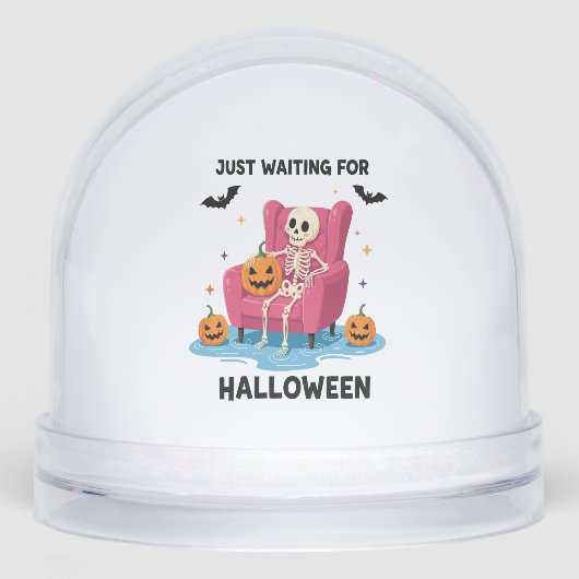 Just Waiting for Halloween Skeleton Schneekugeln (Vorderseite)