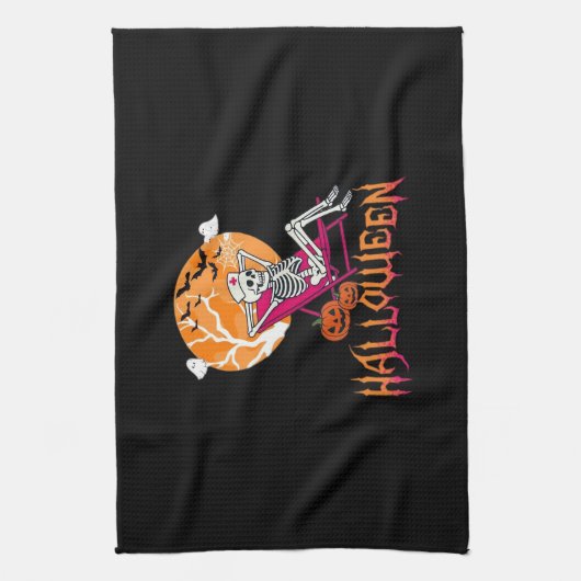 Just Waiting For Halloween Summer Nurse Skeleton P Geschirrtuch (Vertikal)