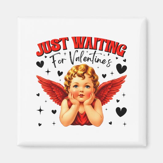 Just Waiting For Valentines Day Baby Cud Cute Vale Magnet (Vorne)