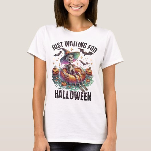 Just Wart für Halloween Funny Skelett Shirt (Vorderseite)