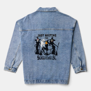 Just Wart zu Halloween Fun Hexen Cat Ghotly Jeansjacke