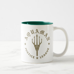 Justice League   Aquaman Retro Trident-Emblem Zweifarbige Tasse