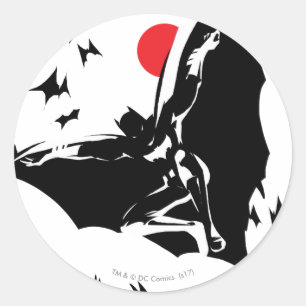 Justice League   Batman in Fledermauswolke Pop-Art Runder Aufkleber
