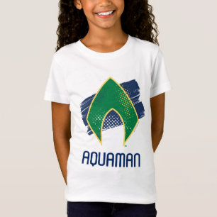 Justice League Brush & Halftone Aquaman-Symbol T-Shirt