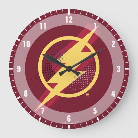 Justice League | Brush & Halftone Flash Symbol Große Wanduhr (Vorderseite)