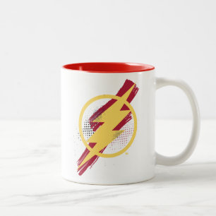 Justice League   Brush & Halftone Flash Symbol Zweifarbige Tasse