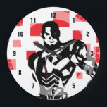 Justice League | Cyborg Digital Noir Pop Art Große Wanduhr<br><div class="desc">Check out this noir style comic art of Justice League's Cyborg,  standing with his cybernetic cannon at the ready. This black and white graphic is offset by his red cybernetic enhancements and red digital squares in the background.</div>