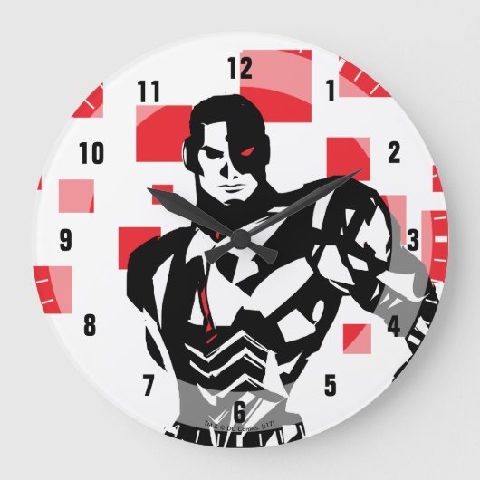 Justice League | Cyborg Digital Noir Pop Art Große Wanduhr (Vorderseite)