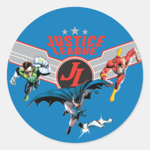 Justice League Fliegender Luftabzeichen und Helden Runder Aufkleber