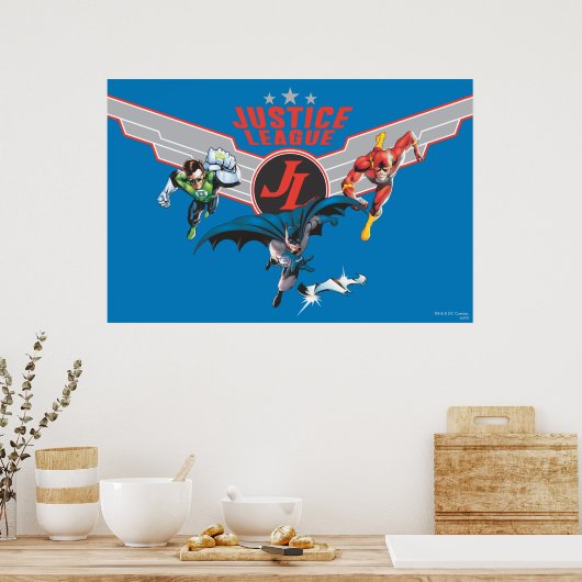 Justice League Flying Air Abzeichen und Helden Poster (Küche)