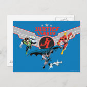 Justice League Flying Air Abzeichen und Helden Postkarte (Vorne/Hinten)