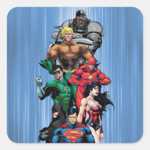 Justice League - Gruppe 3 Quadratischer Aufkleber