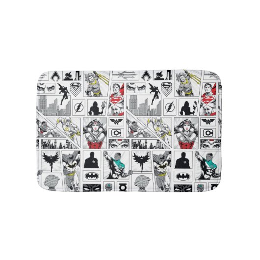 Justice League Heldentafel-Muster Badematte (Vorderseite)