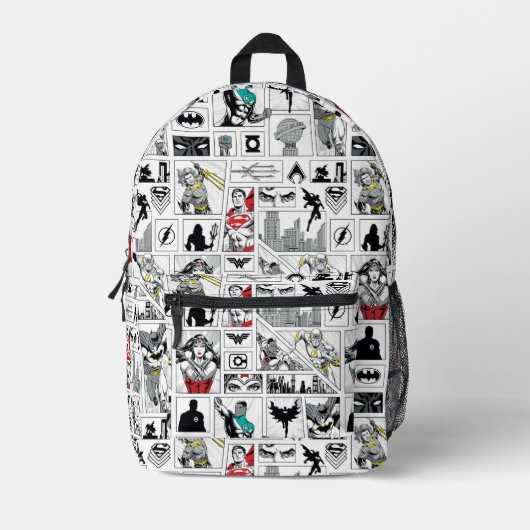 Justice League Heldentafel-Muster Bedruckter Rucksack (Vorderseite)
