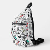 Justice League Heldentafel-Muster Crossbody Bag (Rechte Ecke)