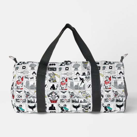 Justice League Heldentafel-Muster Duffle Bag (Vorderseite)