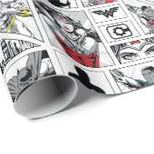 Justice League Heldentafel-Muster Geschenkpapier (Rolleneckpunkt)