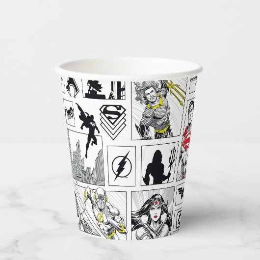 Justice League Heldentafel-Muster Pappbecher (Vorderseite)