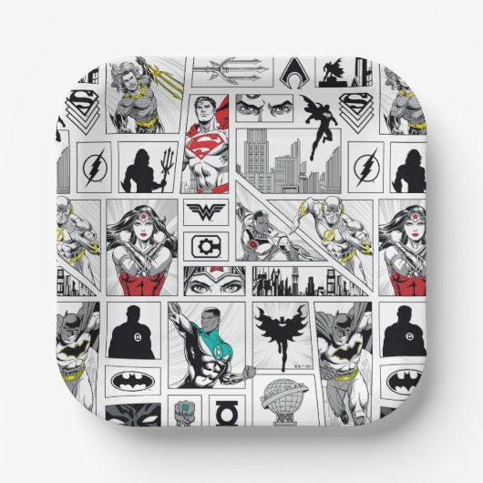 Justice League Heldentafel-Muster Pappteller (Vorderseite)