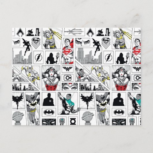 Justice League Heldentafel-Muster Postkarte (Vorderseite)