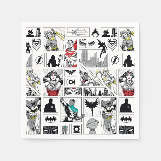 Justice League Heldentafel-Muster Serviette (Vorderseite)