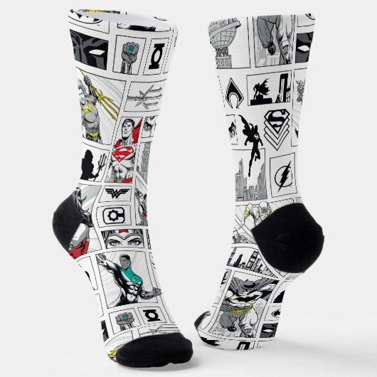 Justice League Heldentafel-Muster Socken (Gewinkelt)