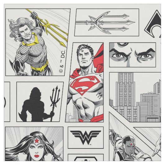 Justice League Heldentafel-Muster Stoff (Muster)