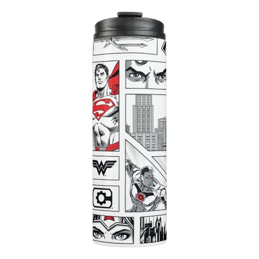 Justice League Heldentafel-Muster Thermosbecher (Vorderseite)