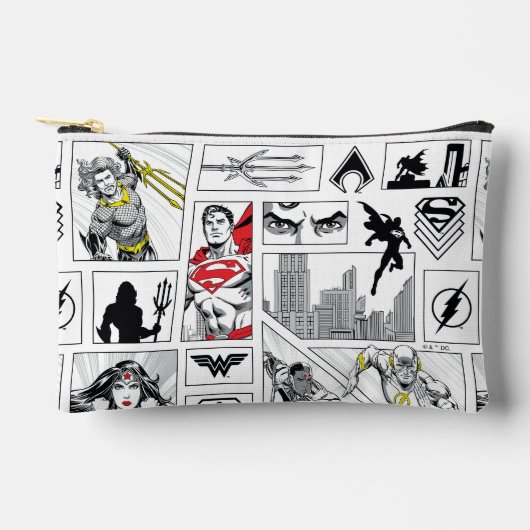 Justice League Heldentafel-Muster Zubehörtasche (Vorderseite)