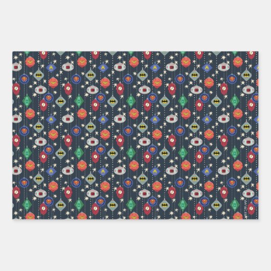 Justice League Holiday Bauble Pattern Geschenkpapier Set (Vorderseite 2)