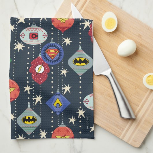 Justice League Holiday Bauble Pattern Geschirrtuch (Viertel Falte)