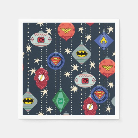 Justice League Holiday Bauble Pattern Serviette (Vorderseite)
