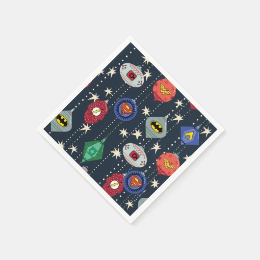 Justice League Holiday Bauble Pattern Serviette (Ecke)