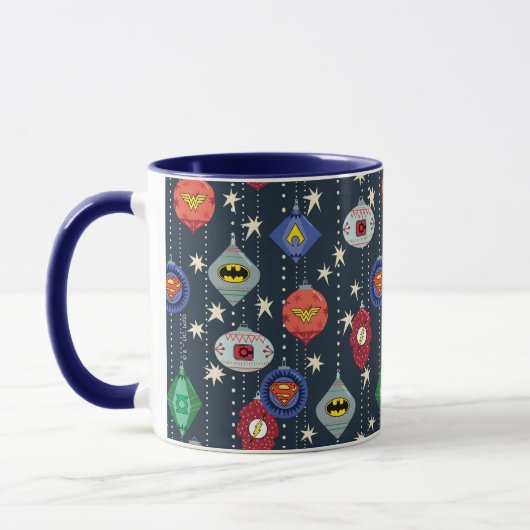 Justice League Holiday Bauble Pattern Tasse (Links)