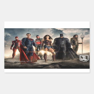 Justice League   Justice League auf dem Schlachtfe Rechteckiger Aufkleber